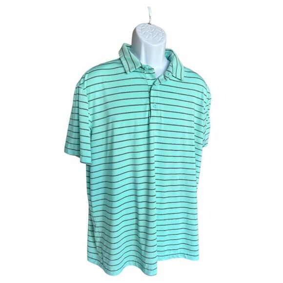 Mens Members Mark Performance Dri-Fit Striped Polo Shirt - Sz L - Picture 1 of 1